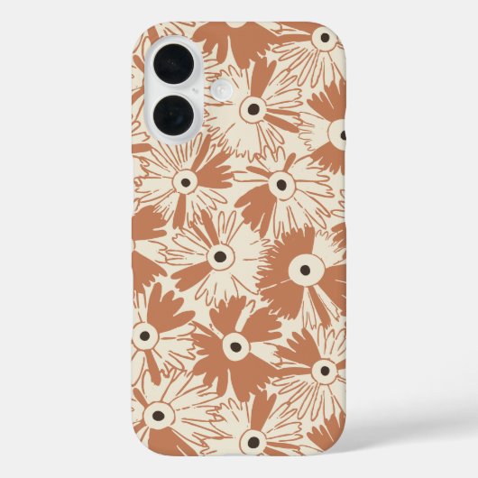 レトロな野の花 大きなテラコッタ柄フラワー Case-Mate iPhoneケース (裏面)