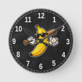 レトロな野球バナナの面白いデザイン ラウンド壁時計 (正面)