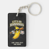 レトロな野球バナナの面白いデザイン Let's Go Bananas キーホルダー (裏面)