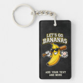 レトロな野球バナナの面白いデザイン Let's Go Bananas キーホルダー (正面)
