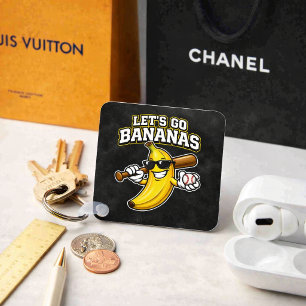 レトロな野球バナナの面白いデザイン Let's Go Bananas キーホルダー