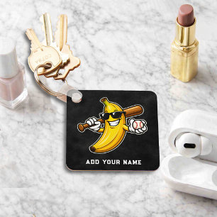 レトロな野球バナナの面白いデザイン Let's Go Bananas キーホルダー