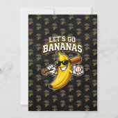 レトロな野球バナナの面白いデザイン Let's Go Bananas 招待状 (裏面)