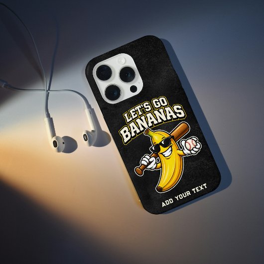 レトロな野球バナナの面白いデザイン Let's Go Bananas iPhoneケース