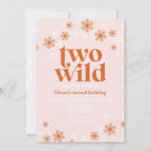 レトロな野生のデイジーボーホー2歳の誕生日 招待状 (正面)