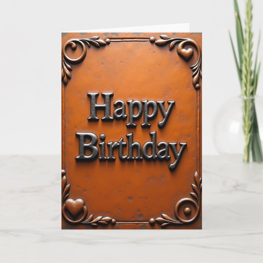 レトロな金属の誕生日カード カード (正面)