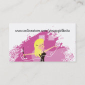 レトロな金髪の女の子編み物針糸 名刺 (裏面)