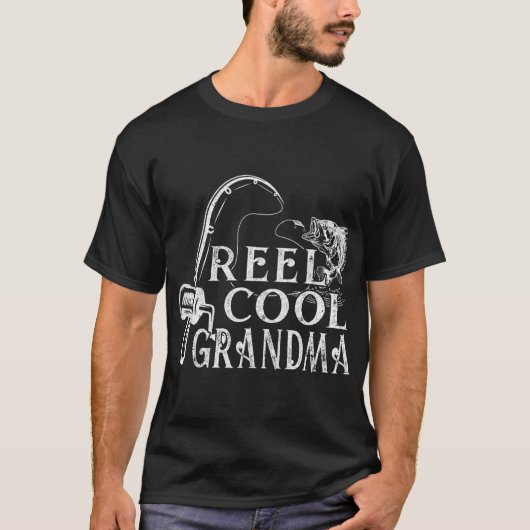 レトロな釣り好きおばあちゃん おもしろTシャツ Tシャツ (正面)