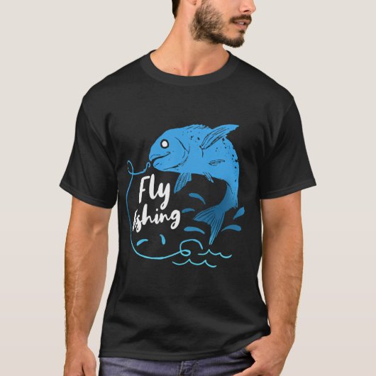 レトロな釣り好きのためのおもしろデザイン – 釣りの進化 tシャツ (正面)
