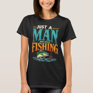 レトロな釣り好きの男性 Tシャツ