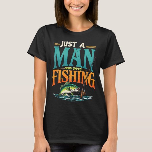 レトロな釣り好きの男性 Tシャツ (正面)