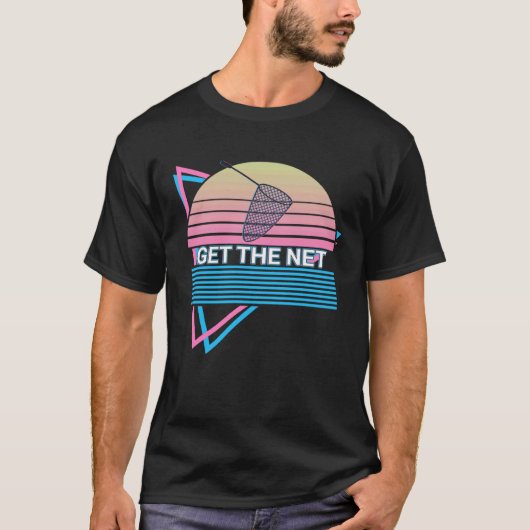 レトロな釣り「網をゲットせよ」 Tシャツ (正面)