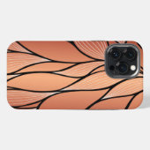 レトロな銅色ブロンズの葉模様  iPhoneケース (裏面横)