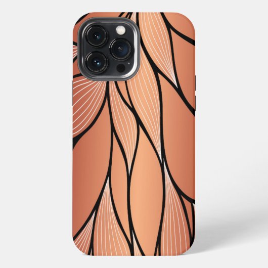 レトロな銅色ブロンズの葉模様  iPhoneケース (裏面)