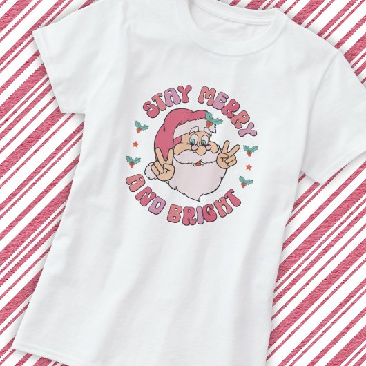 レトロな陽気で明るいサンタクロース Tシャツ