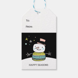レトロな雪だるまのハッピーシーズンクリスマス ギフトタグ