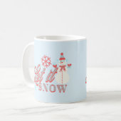 レトロな雪だるまのLet it Snow クリスマス コーヒーマグカップ (正面左)