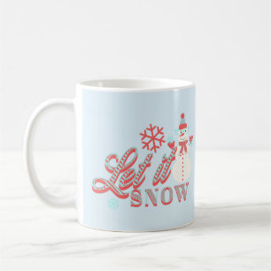 レトロな雪だるまのLet it Snow クリスマス コーヒーマグカップ