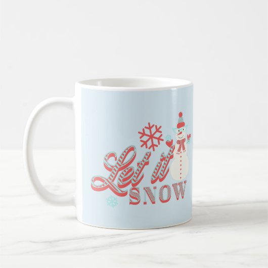レトロな雪だるまのLet it Snow クリスマス コーヒーマグカップ (左)