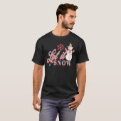レトロな雪だるまのLet it Snow クリスマス Tシャツ (正面フル)