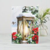 レトロな雪のランタン　予算　クリスマス シーズンカード (スタンド正面)