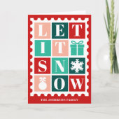 レトロな雪の日のクリスマス郵便スタンプ シーズンカード (正面)