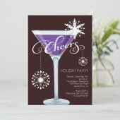 レトロな雪の結晶 ホリデー カクテル パーティー 招待状 (スタンド正面)