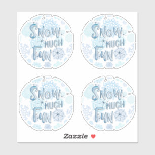 レトロな雪の結晶 SNOW MUCH FUN 水彩 シール