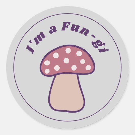 レトロな雰囲気がかわいいきのこのローズウッド I'm A Fun-gi ラウンドシール (正面)