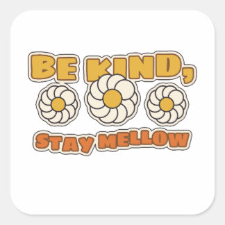 レトロな雰囲気のひまわりTシャツ Be Kind Stay Mellow スクエアシール