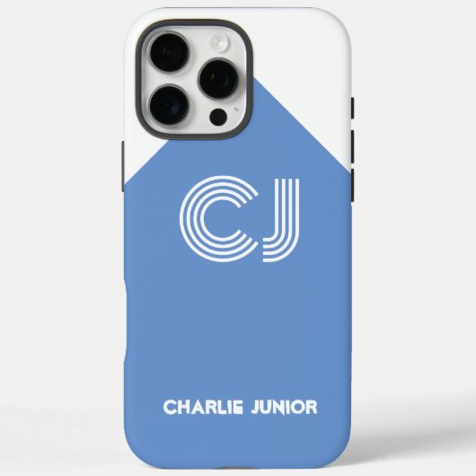 レトロな雰囲気のアクアブルーとホワイトのカスタムネーム Case-Mate iPhoneケース (裏面)
