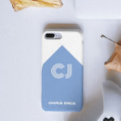 レトロな雰囲気のアクアブルーとホワイトのカスタムネーム Case-Mate iPhoneケース
