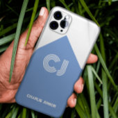 レトロな雰囲気のアクアブルーとホワイトのカスタムネーム Case-Mate iPhoneケース
