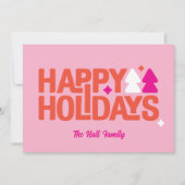 レトロな雰囲気のオレンジとピンクのホリデーカード シーズンカード (正面)