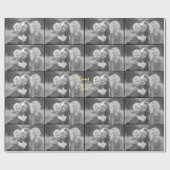 レトロな雰囲気のカスタムブラックアンドホワイト写真テキストを作成する ラッピングペーパー (フラット)