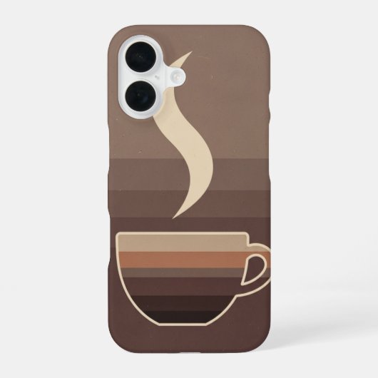 レトロな雰囲気のコーヒーカップアート iPhone 16ケース (裏面)