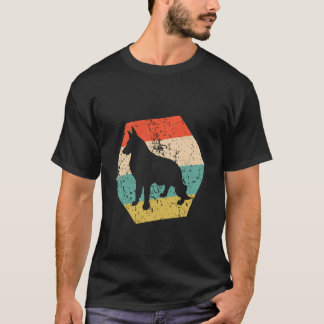 レトロな雰囲気のジャーマンシェパードの六角形デザイン Tシャツ