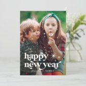 レトロな雰囲気のハッピー ニュー イヤー フォト カード (スタンド正面)
