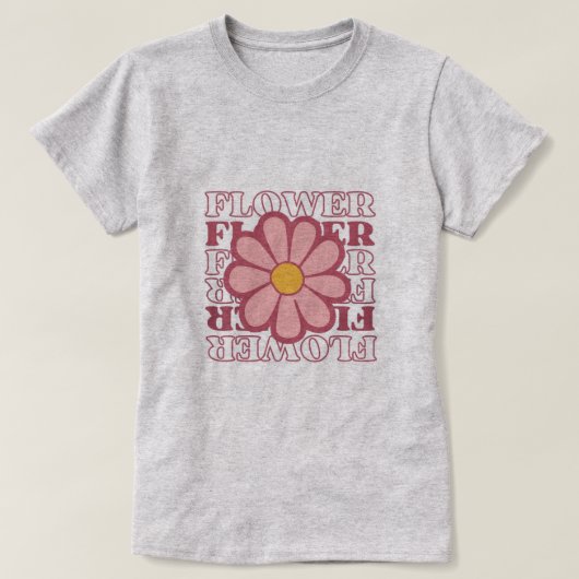 レトロな雰囲気のフラワーロゴTシャツ Tシャツ (デザイン正面)