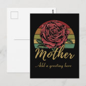 レトロな雰囲気のボロボロの赤いバラの母のカード ポストカード (正面/裏面)