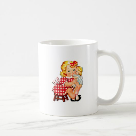 レトロな雰囲気の女の子と人形 コーヒーマグカップ (右)