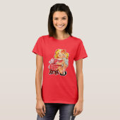 レトロな雰囲気の女の子と人形 Tシャツ (正面フル)