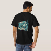 レトロな雰囲気の漁師の桟橋デザイン Tシャツ (裏面フル)