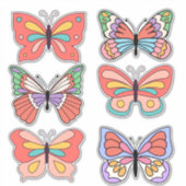 レトロな雰囲気の蝶のカスタムカットビニールステッカー シール (正面)