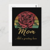 レトロな雰囲気の赤いバラのママ ポストカード (正面/裏面)