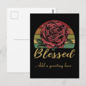 レトロな雰囲気の赤いバラの祝福カード ポストカード (正面/裏面)