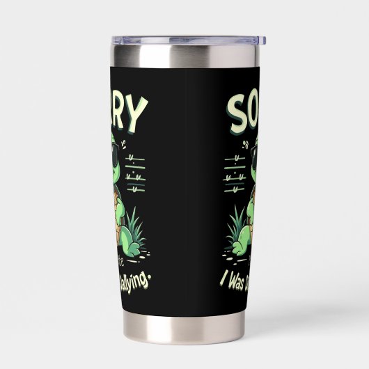 レトロな雰囲気の面白い遅刻したカメです、ごめんなさい 保温保冷タンブラー (左面)