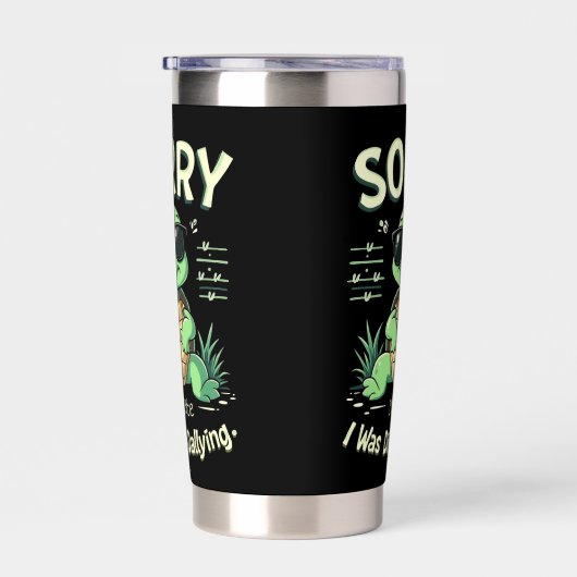 レトロな雰囲気の面白い遅刻したカメです、ごめんなさい 保温保冷タンブラー (右面)