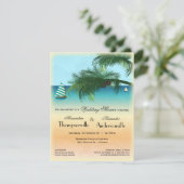 レトロな雰囲気漂う穏やかなビーチシーンのご案内 招待状 (スタンド正面)