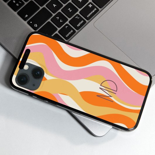 レトロな雰囲気 60年代 ピンク オレンジ 抽象的 Case-Mate iPhoneケース